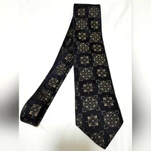 PRONTO-UOMO Men’s Black & Tan Geometric Silk Necktie Size 59"x3.5" New W/out Tag